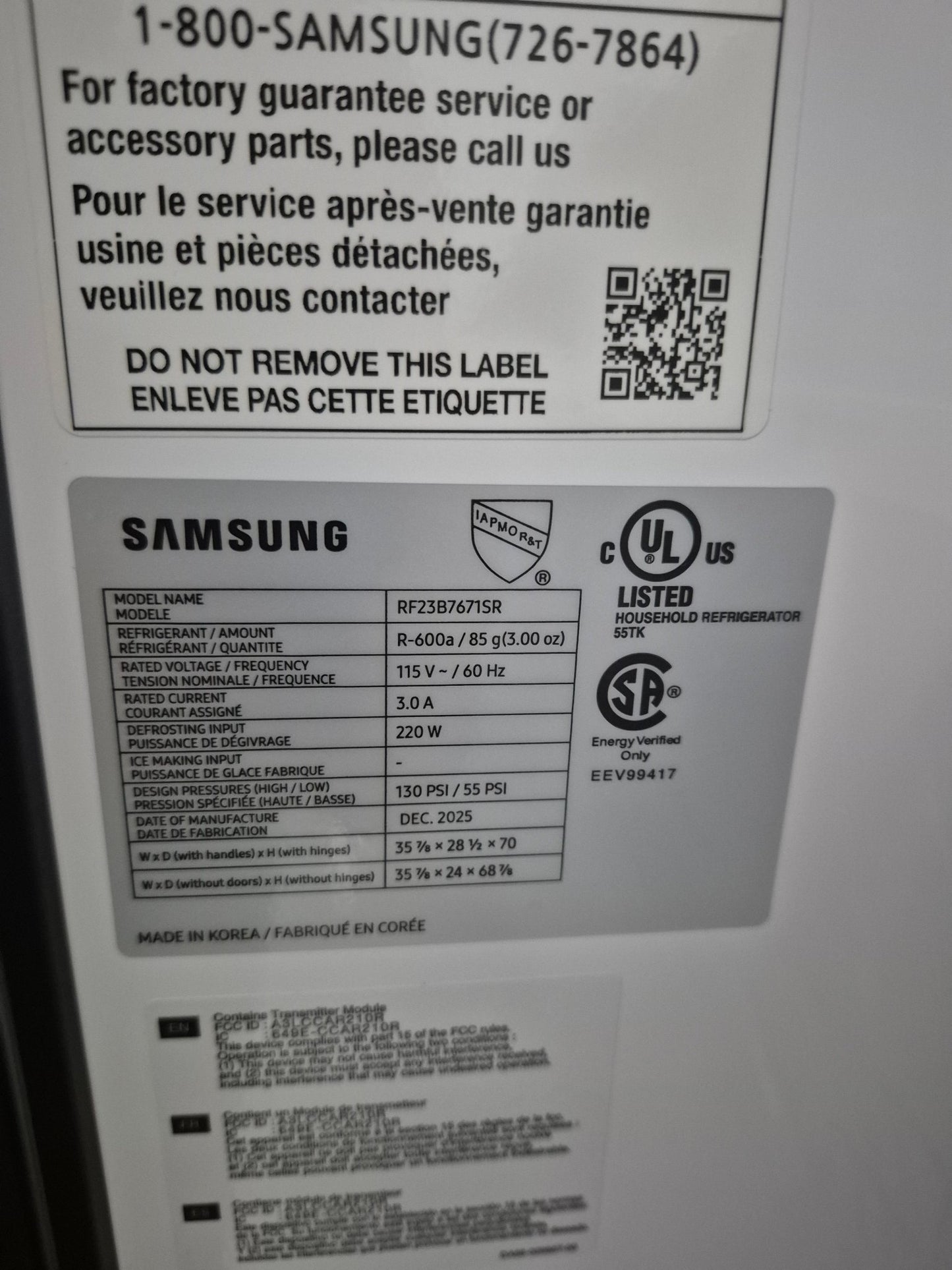 Samsung RF23B7671SR 23 cu. ft. Counter Depth 4-Door French Door Refrigerator with Beverage Center