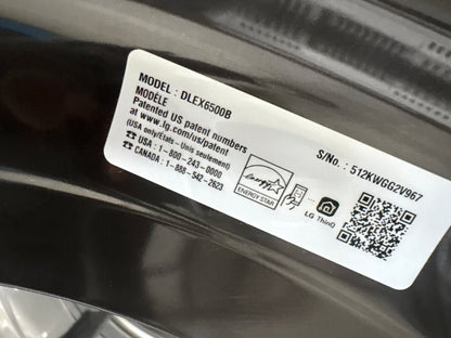 LG DLEX6500B 7.4 cu. ft. Smart Front Load Electric Dryer with AI Sensor Dry & TurboSteam™ Technology