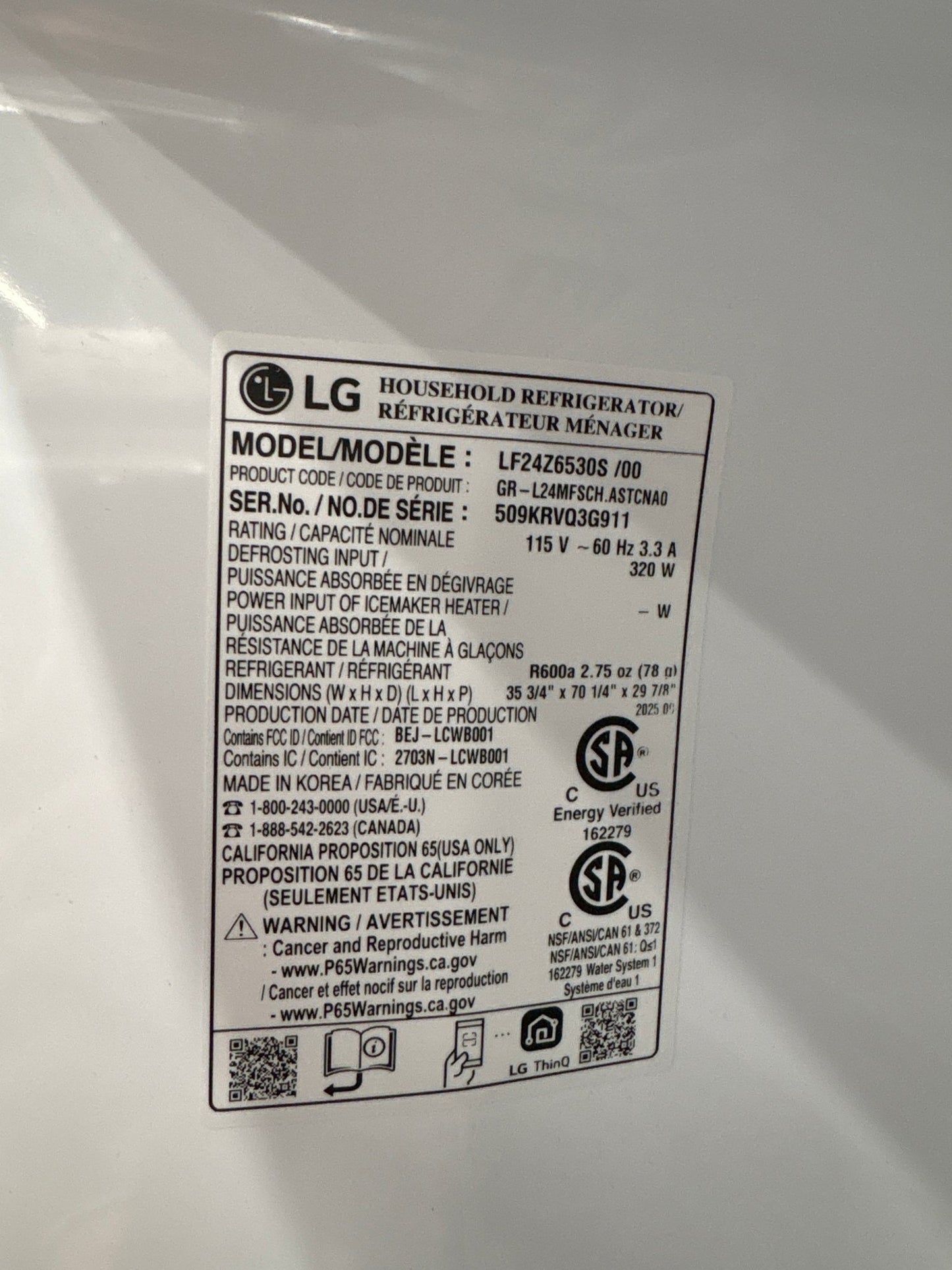 LG LF24Z6530S NEW 36" Counter‑Depth MAX French Door Refrigerator — 23.7 Cu. Ft., Dual Ice Makers, Stainless Steel