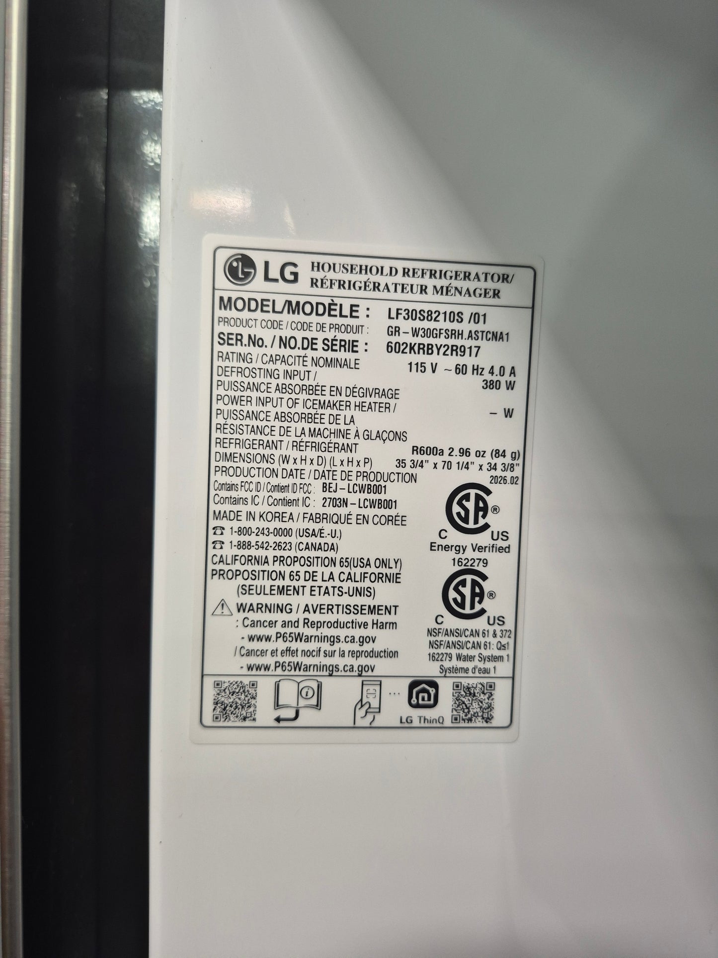 Samsung LF30S8210S Bespoke 23 cu. ft. Counter Depth 4-Door French Door Smart Refrigerator with Beverage Center