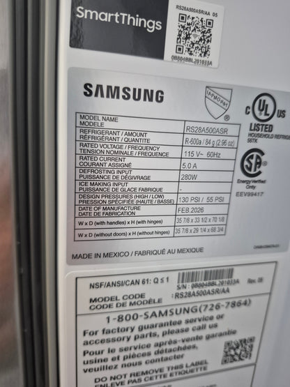 Samsung RS28A500ASR 28 cu. ft. Smart Side-by-Side Refrigerator