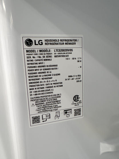 LG LTCS20020V 20 cu. ft. Top Freezer Refrigerator