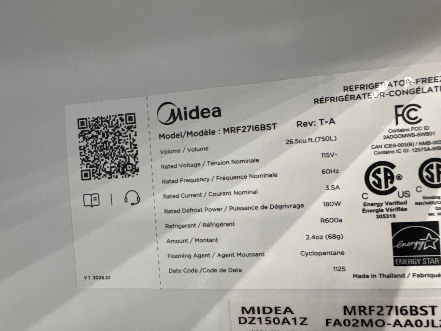 Midea MRF27I6BST 26.5 cu. ft. Counter-Depth PLUS™ French Door Refrigerator with Dual Icemakers