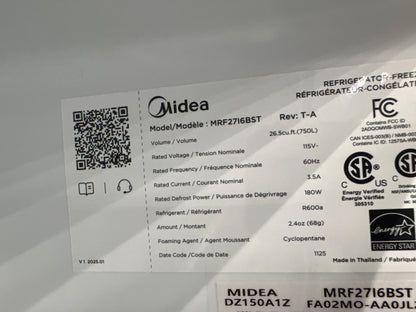 Midea MRF27I6BST 26.5 cu. ft. Counter-Depth PLUS™ French Door Refrigerator with Dual Icemakers