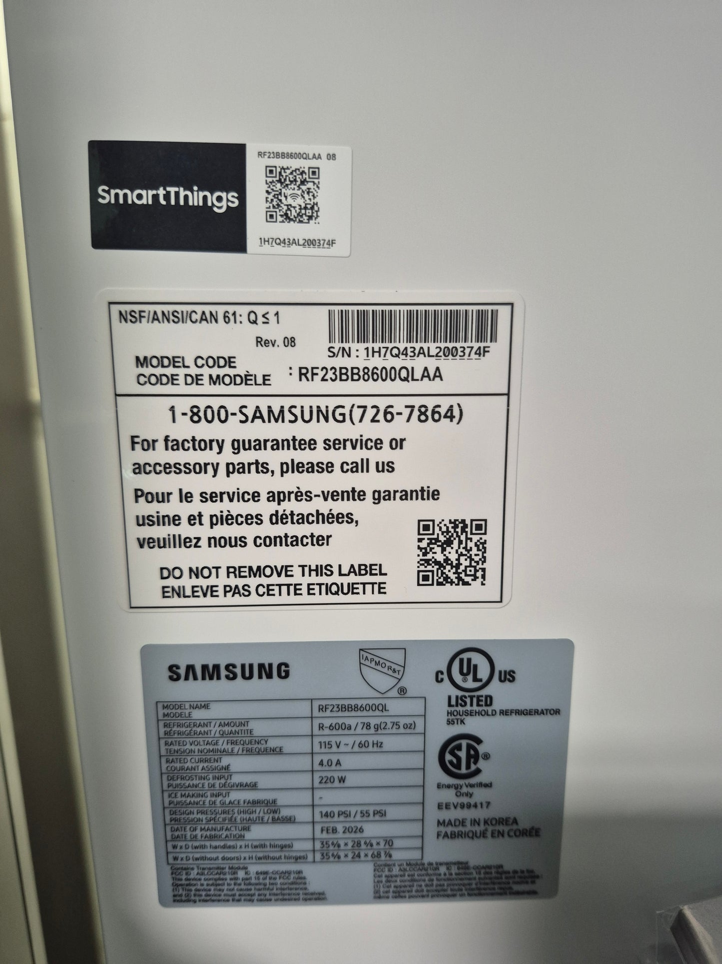 Samsung Bespoke 23 cu. ft. Counter Depth 4-Door French Door Smart Refrigerator with Beverage Center