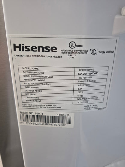 Hisense HFU171N1AVE 17 cu. ft. Garage Ready Frost Free Convertible Upright Freezer with Seal Break Handle