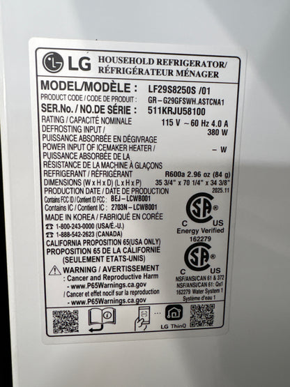 LG LF29S8250S 29 cu. ft. Smart InstaView® Standard-Depth MAX™ 4-Door French Door Refrigerator with Full-Convert Drawer™