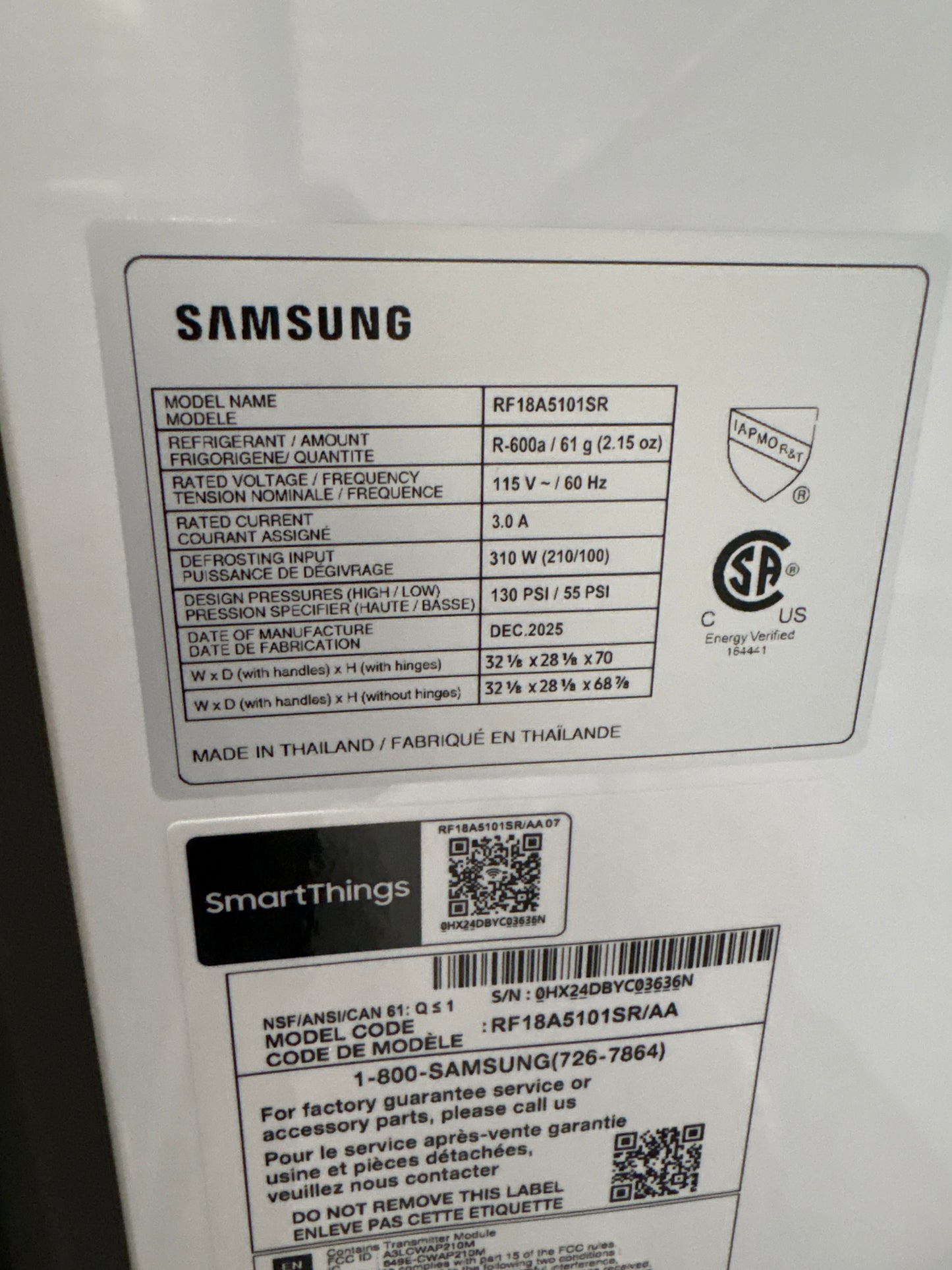 Samsung 18 cu. ft. Smart Counter Depth 3-Door French Door Refrigerator