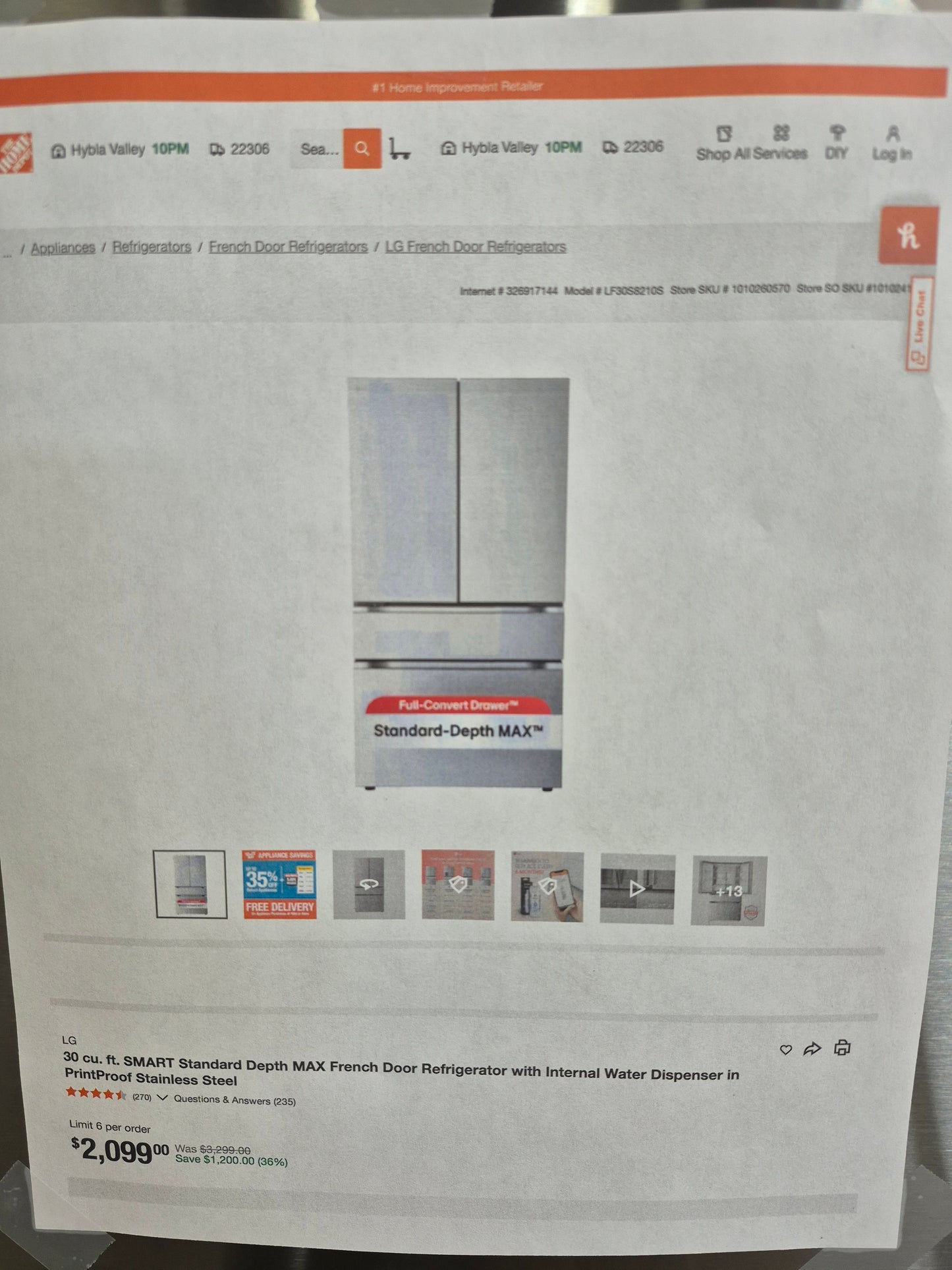 Samsung LF30S8210S Bespoke 23 cu. ft. Counter Depth 4-Door French Door Smart Refrigerator with Beverage Center