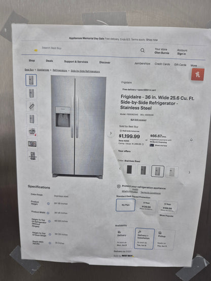 Frigidaire FRSS2623ASJ 26 cu. ft. Standard-Depth Side-by-Side Refrigerator