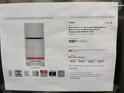 LG LTCS20020V 20 cu. ft. Top Freezer Refrigerator