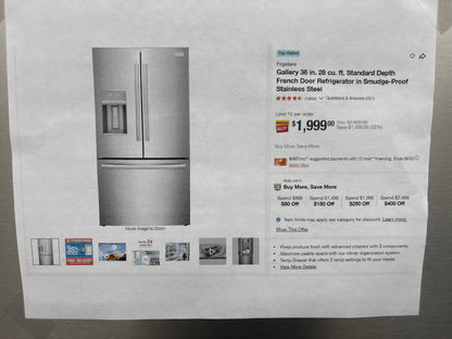Frigidaire GRFS2853AFM Gallery 28 cu. ft. Standard-Depth French Door Refrigerator