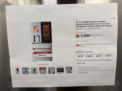 LG LF29S8250S 29 cu. ft. Smart InstaView® Standard-Depth MAX™ 4-Door French Door Refrigerator with Full-Convert Drawer™