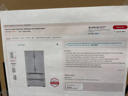 LG 29 cu. ft. 4-Door French Door Refrigerator with Double Freezer