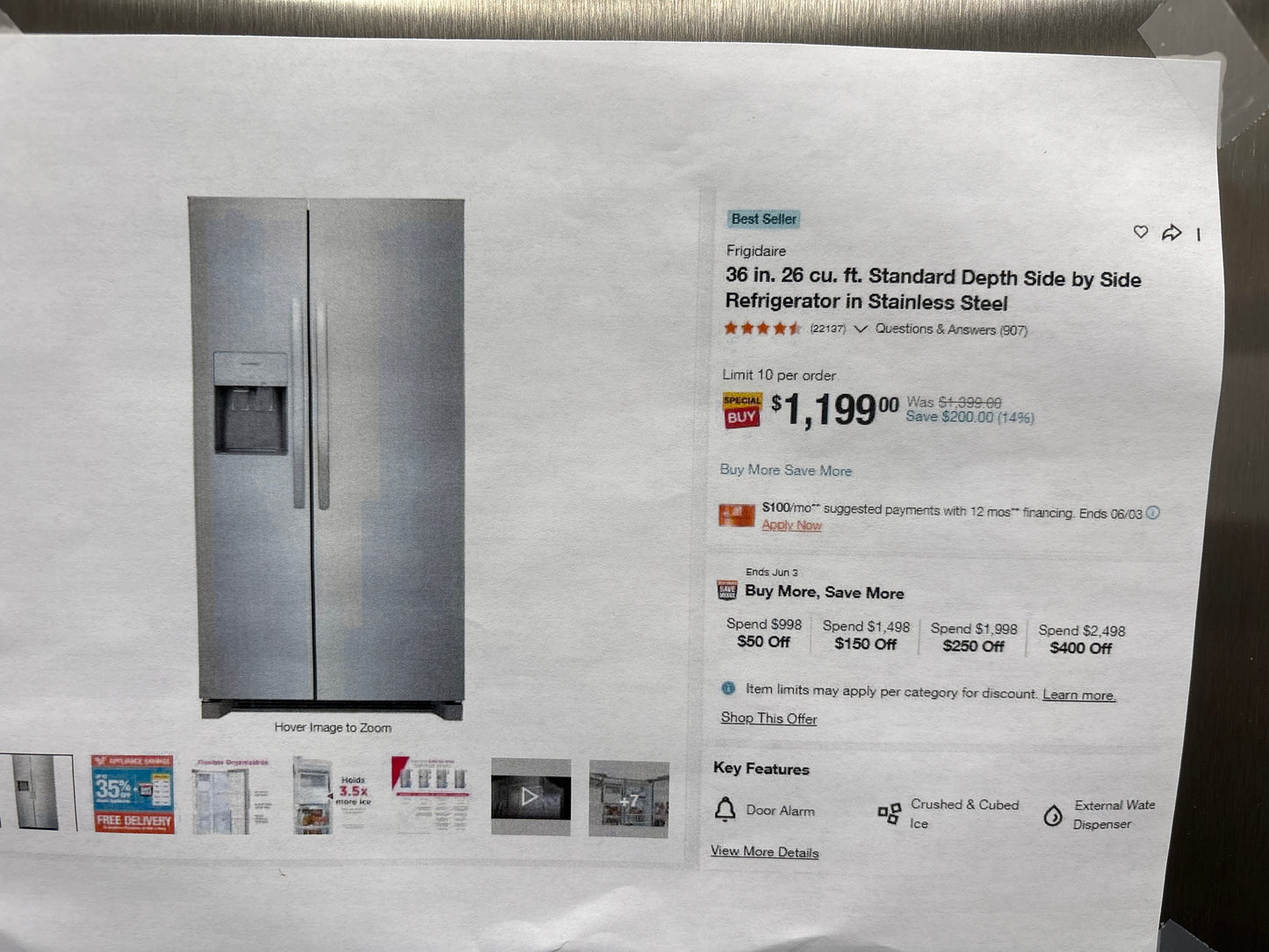 Frigidaire 26 cu. ft. Standard-Depth Side-by-Side Refrigerator