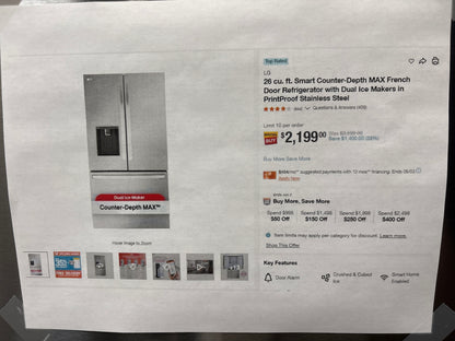 LG LCFC26XSS 26 cu. ft. Smart Counter-Depth MAX™ French Door Refrigerator