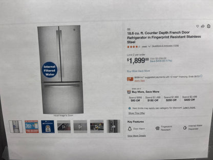 GE 18.6 GWE19JYLGFFS cu. ft. Counter-Depth French-Door Refrigerator