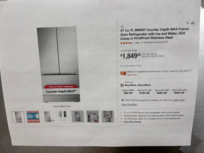 LG 27 LRFLC2716S cu. ft. Smart Counter-Depth MAX™ French Door