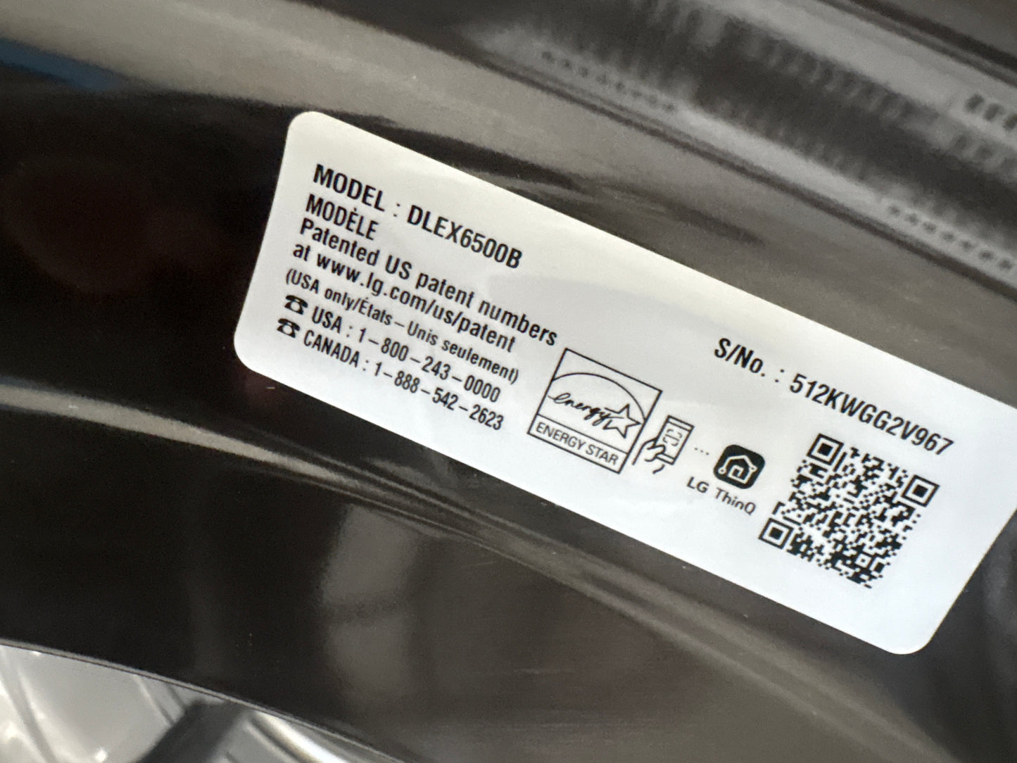 LG DLEX6500B 7.4 cu. ft. Smart Front Load Electric Dryer with AI Sensor Dry & TurboSteam™ Technology