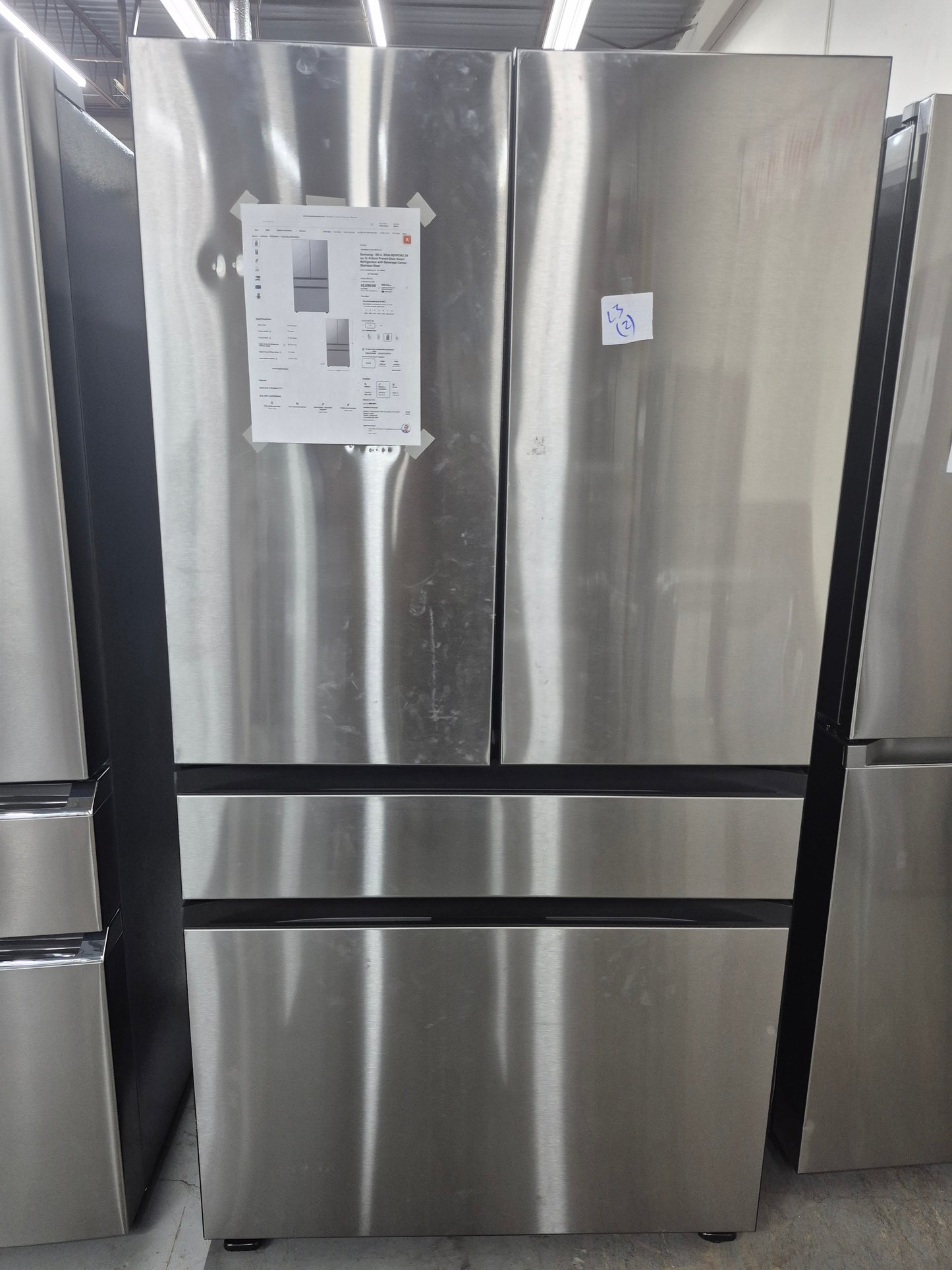 Samsung RF29BB8600QLAA Bespoke 29 cu. ft. Standard Depth 4-Door French Door Refrigerator with Beverage Center