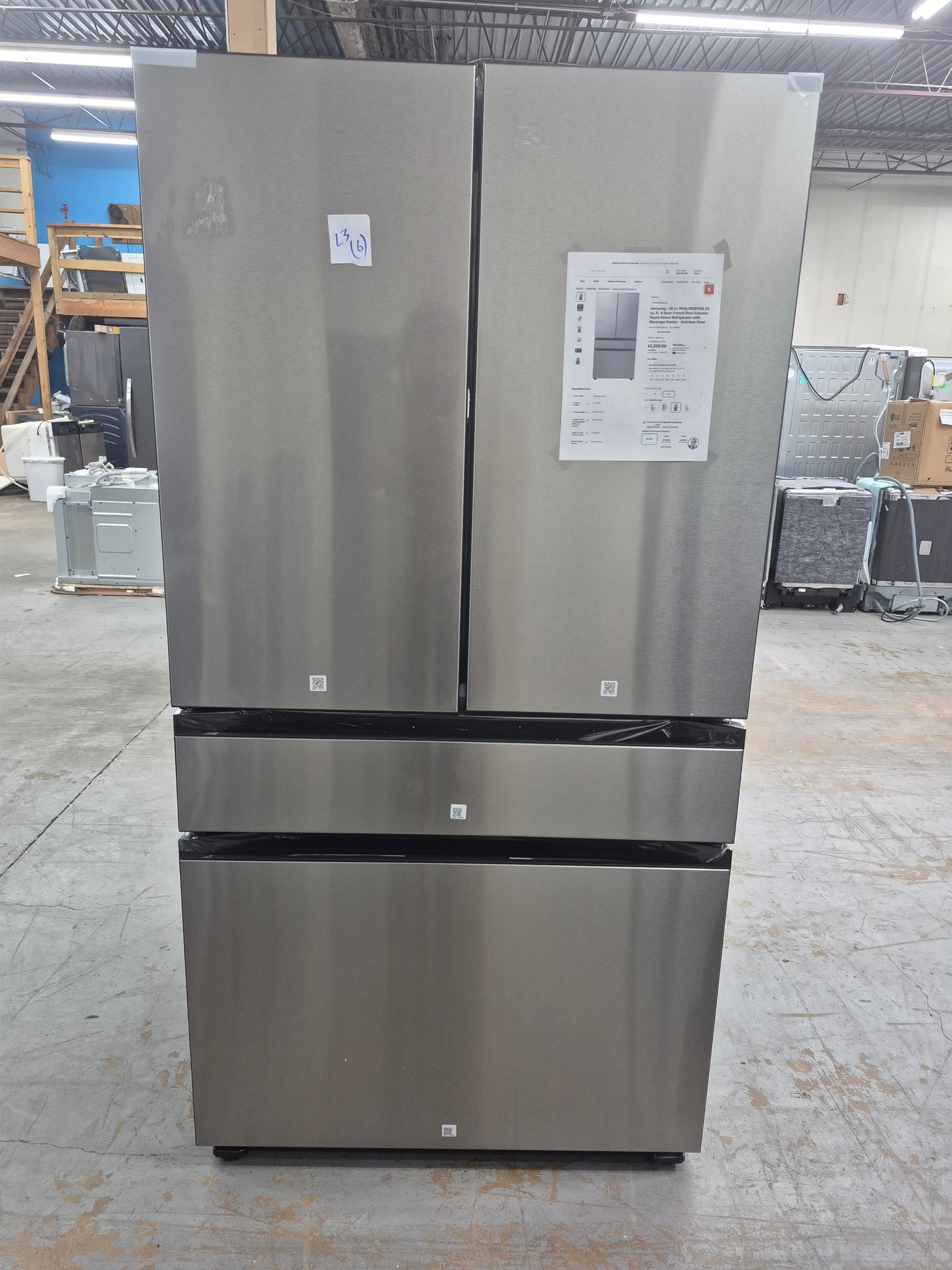 Samsung RF23BB8600QLAA Bespoke 23 cu. ft. Counter Depth 4-Door French Door Smart Refrigerator with Beverage Center