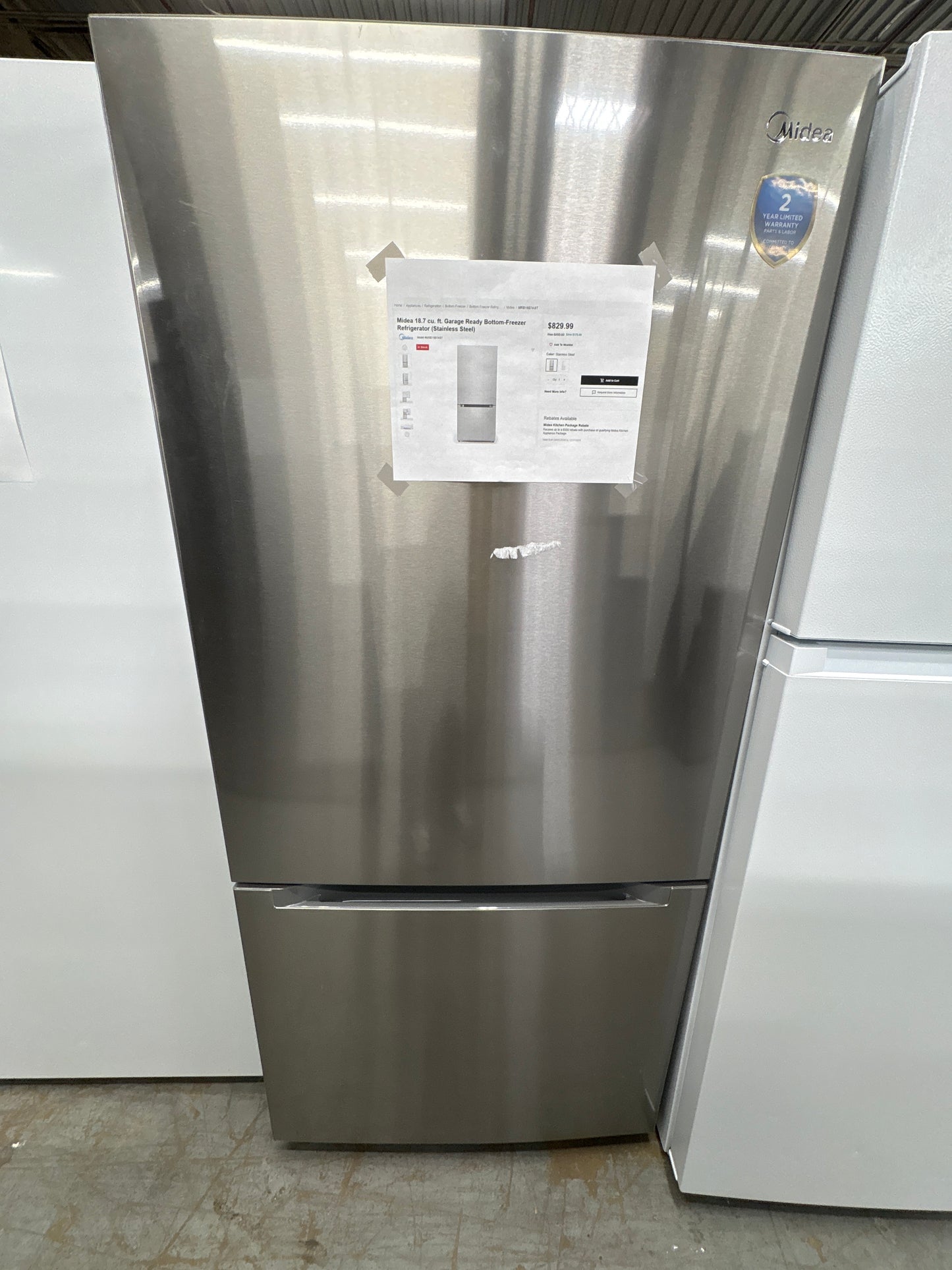 Midea MRB19B7AST 18.7 cu. ft. Garage Ready Bottom-Freezer Refrigerator
