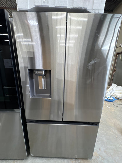Samsung RF32CG5B10SR 31 cu. ft. Mega Capacity Standard Depth 3-Door French Door Refrigerator with External Water and Ice Dispenser  Dimensions: 35 3/4" W x 70" H x 29 7/16" D  Counter Depth: No  Color: Stainless Steel