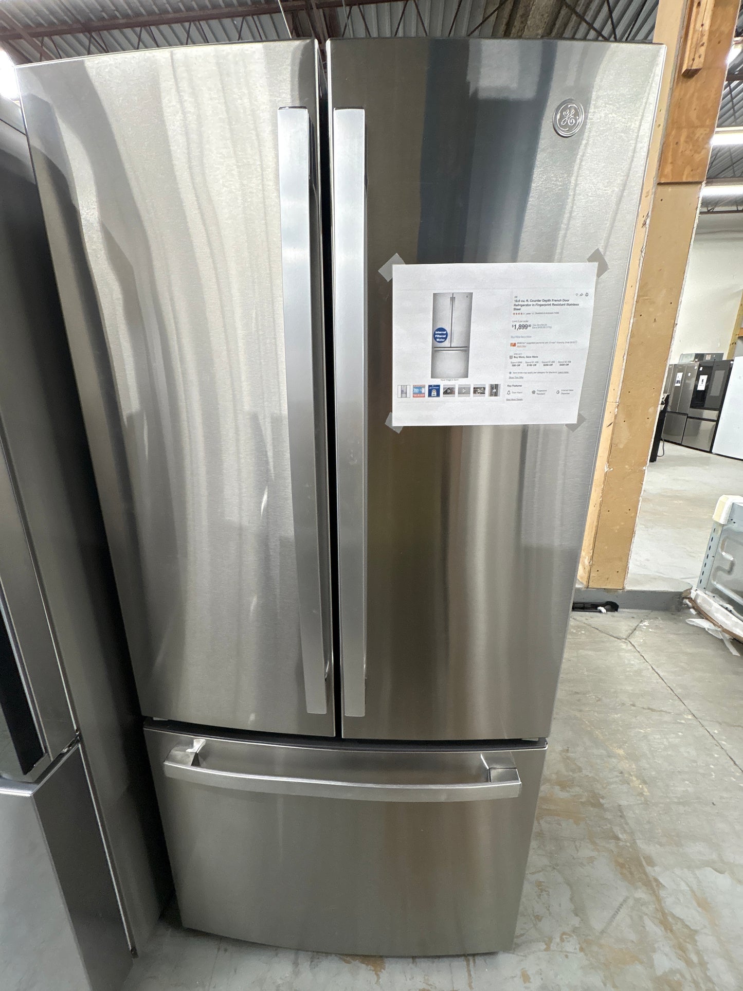 GE 18.6 GWE19JYLGFFS cu. ft. Counter-Depth French-Door Refrigerator