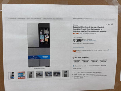Samsung Bespoke AI RF29DB9900QD NEW In Box 36" 4‑Door Flex Refrigerator — 29 Cu. Ft., Family Hub+, Vision Inside, Stainless Steel