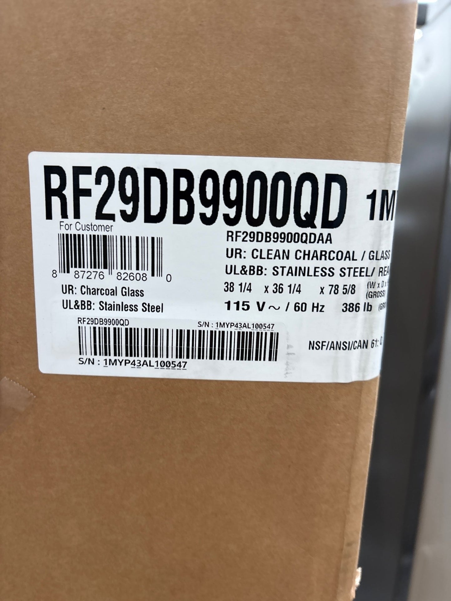 Samsung Bespoke AI RF29DB9900QD NEW In Box 36" 4‑Door Flex Refrigerator — 29 Cu. Ft., Family Hub+, Vision Inside, Stainless Steel