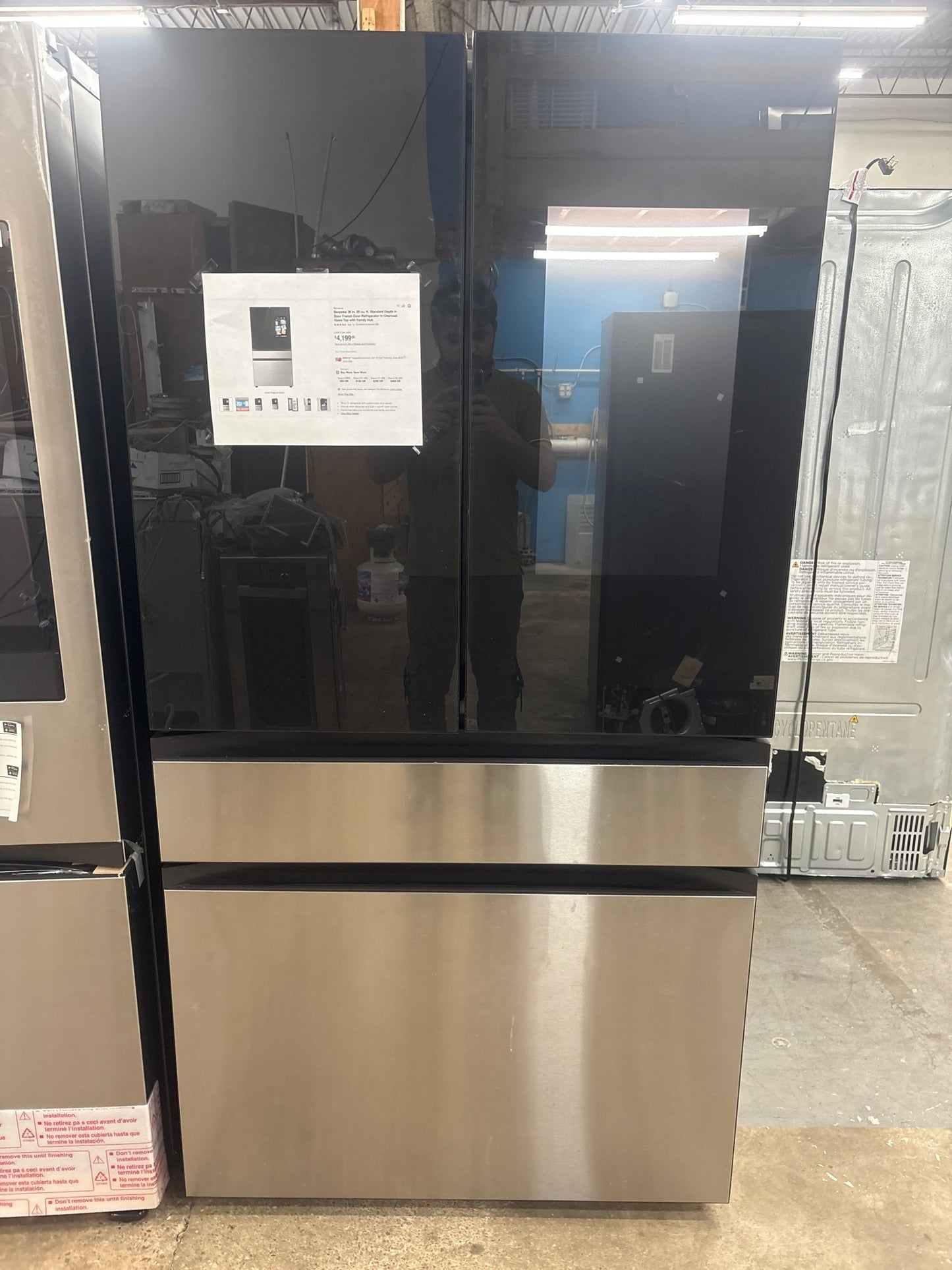Samsung BESPOKE RF29BB8900QK NEW 36" Smart 4‑Door French Door Refrigerator — 29 Cu. Ft., Family Hub™, FlexZone, Stainless Steel