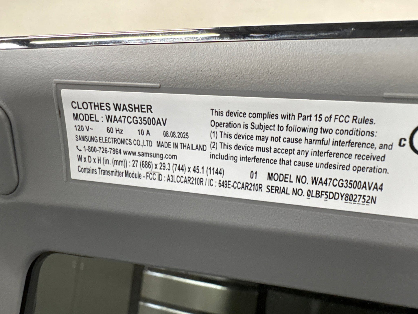 Samsung WA47CG3500AV NEW 27" Smart Top Load Washer — 4.7 Cu. Ft., Active Water Jet, Wi‑Fi